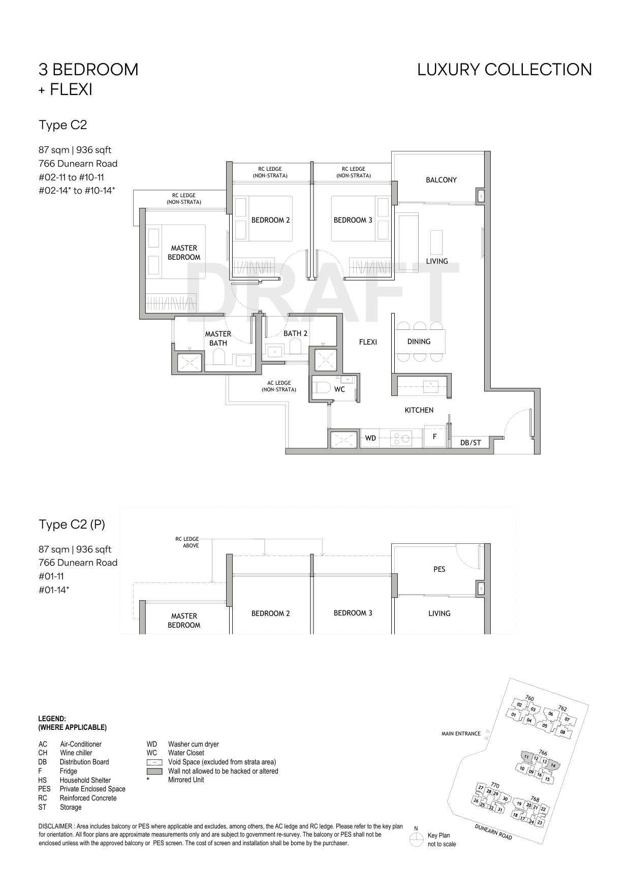Type C2 · 936 sqft floor plan